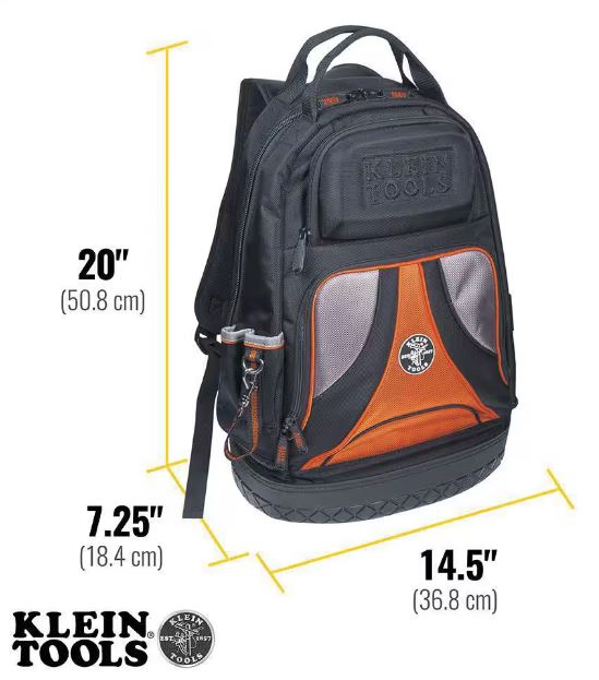 Tradesman Pro Tool Bag Backpack, 39 Pockets, Black, 14-Inch | 55421BP-14 - Cable Connection & Supply