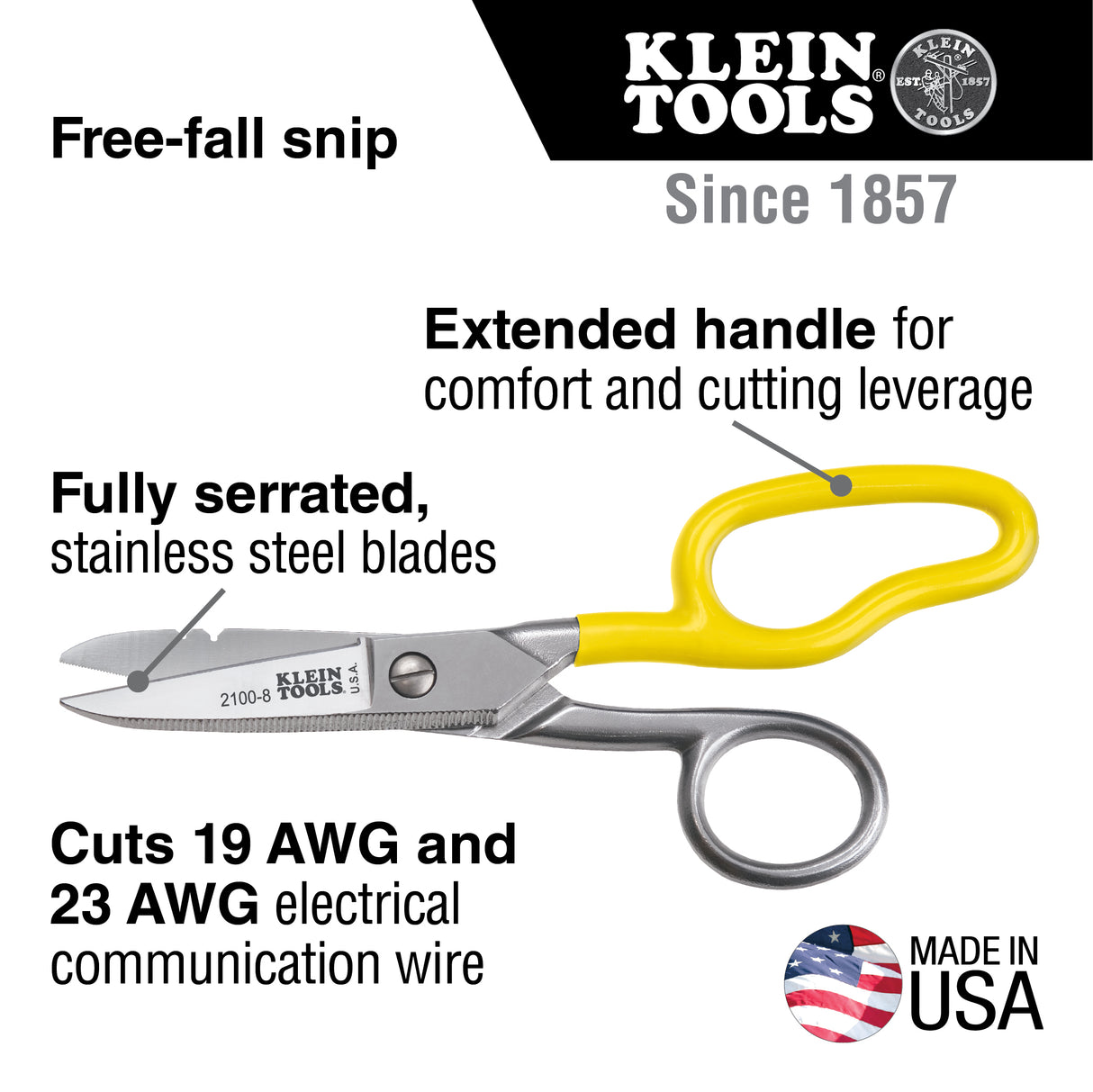 Free-Fall Snip Stainless Steel | 2100-8 - Cable Connection & Supply