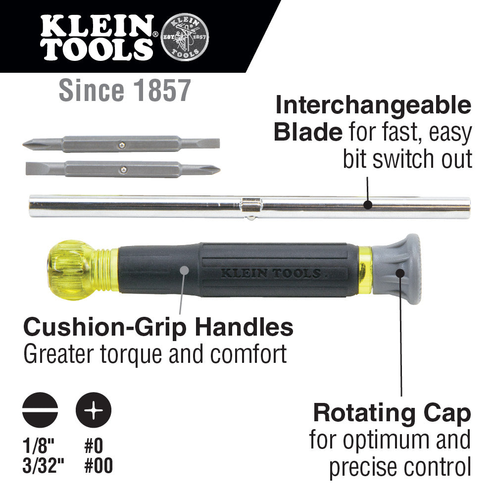 Multi-Bit Electronics Screwdriver, 4-in-1, Phillips, Slotted Bits | 32581 - Cable Connection & Supply