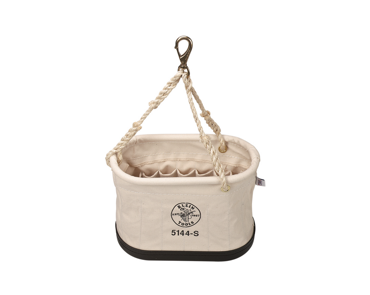 Canvas Bucket, 15-Pocket Oval Bucket with Swivel Snap | 5144S - Cable Connection & Supply