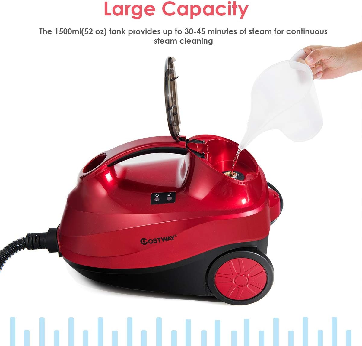 COSTWAY 2000W Multipurpose Steam Cleaner with 19 Accessories | B07Z98NGCZ - Cable Connection & Supply