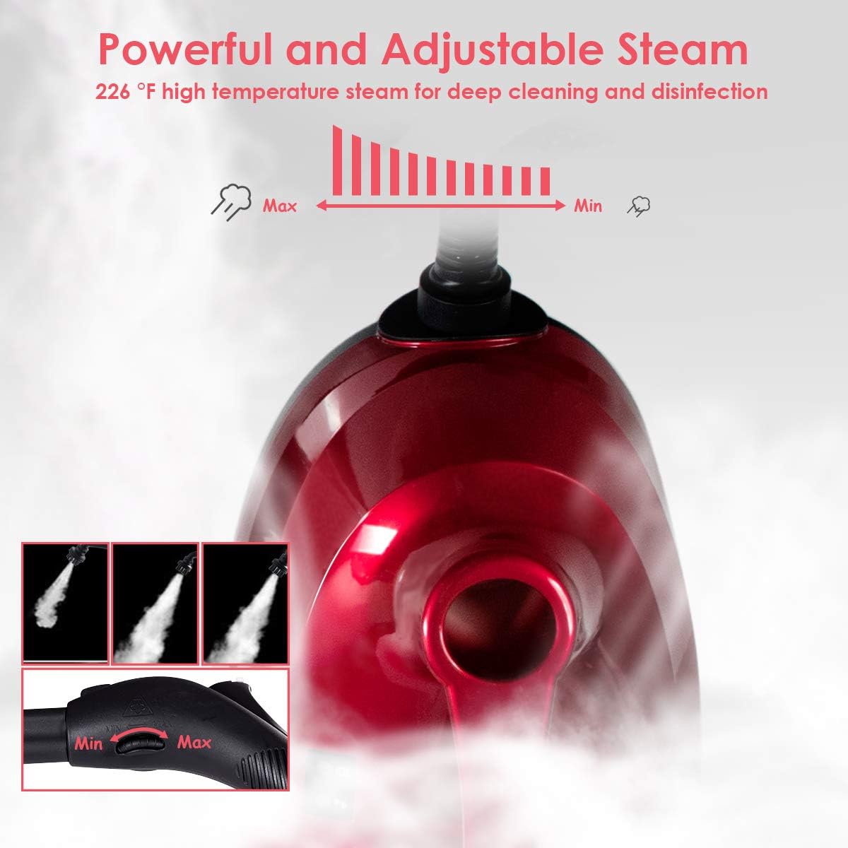 COSTWAY 2000W Multipurpose Steam Cleaner with 19 Accessories | B07Z98NGCZ - Cable Connection & Supply