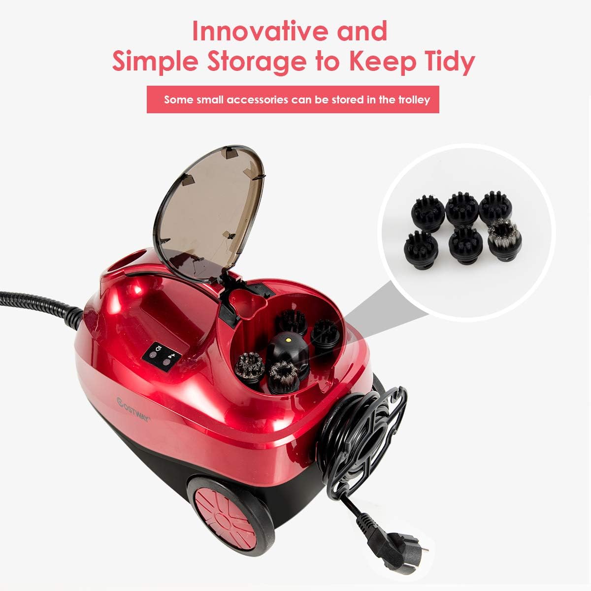 COSTWAY 2000W Multipurpose Steam Cleaner with 19 Accessories | B07Z98NGCZ - Cable Connection & Supply