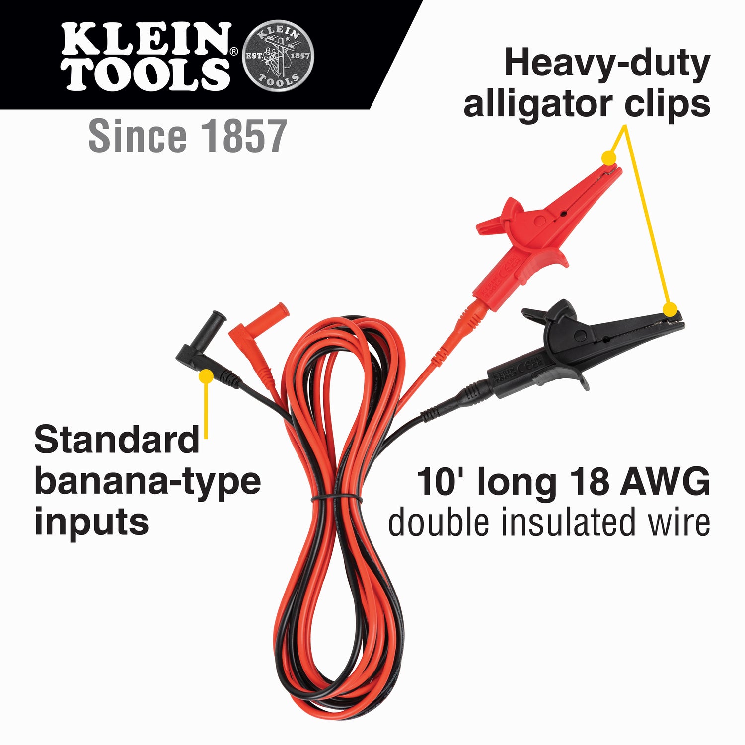 Heavy-Duty Alligator Clip Test Leads, 10-Foot | 69367 - Cable Connection & Supply