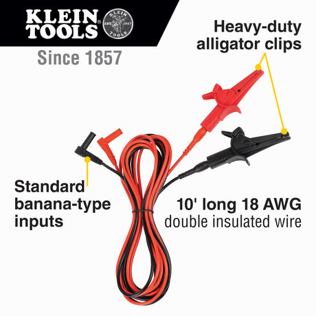 Heavy-Duty Alligator Clip Test Leads, 10-Foot | 69367 - Cable Connection & Supply