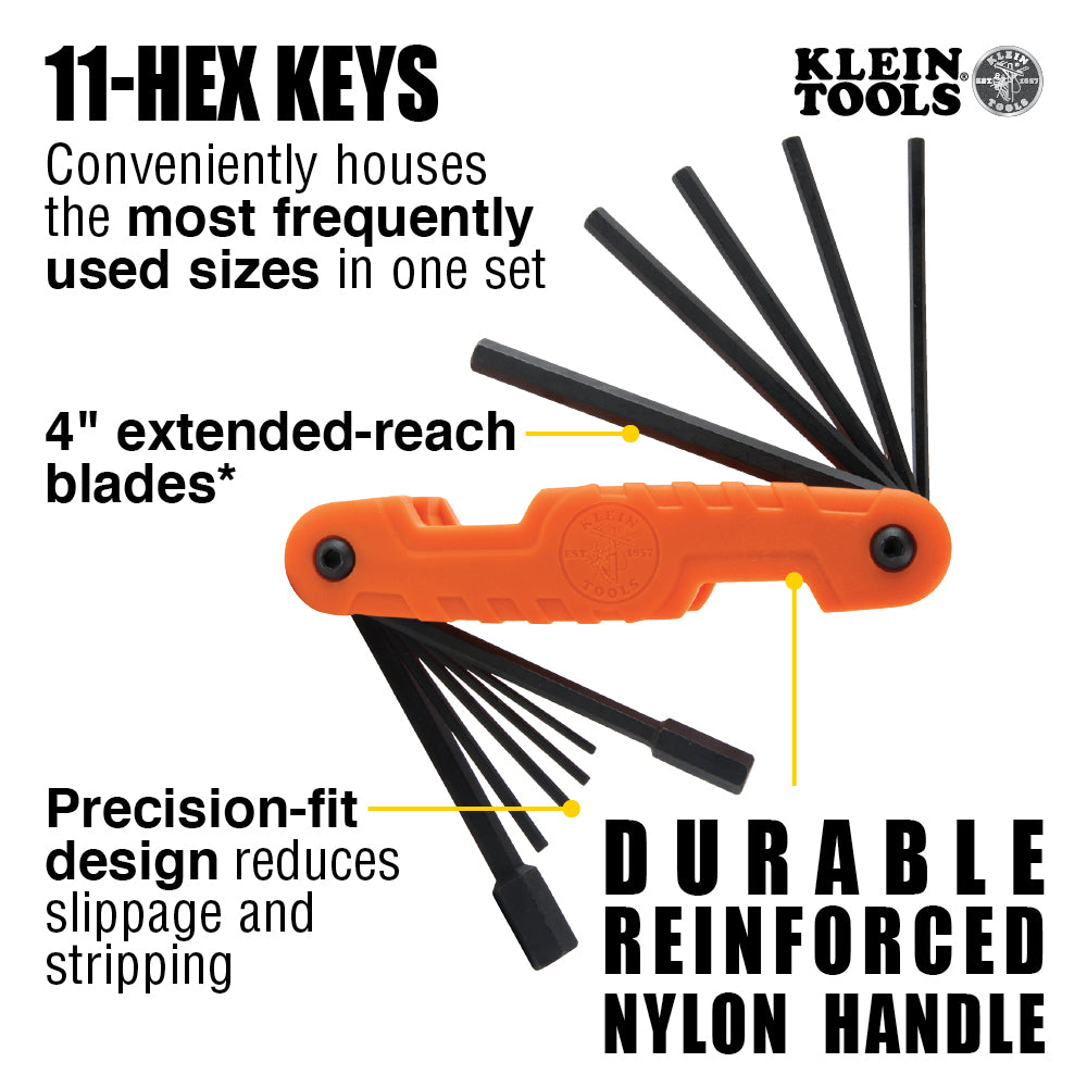 Pro Folding Hex Key Set, 11-Key, SAE Sizes | 70550 - Cable Connection & Supply