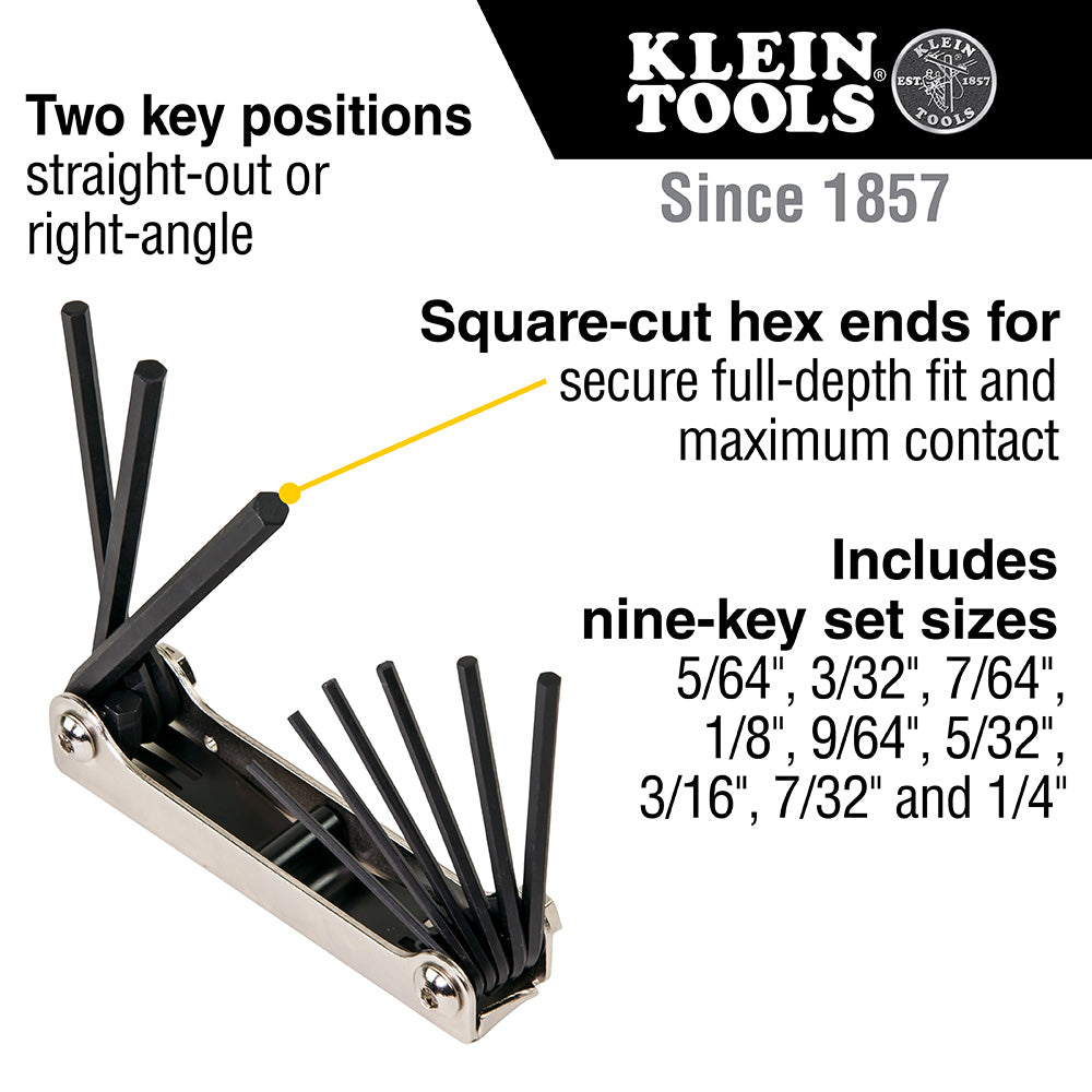 Folding Hex Key Set, 9-Key, SAE Sizes | 70591 - Cable Connection & Supply