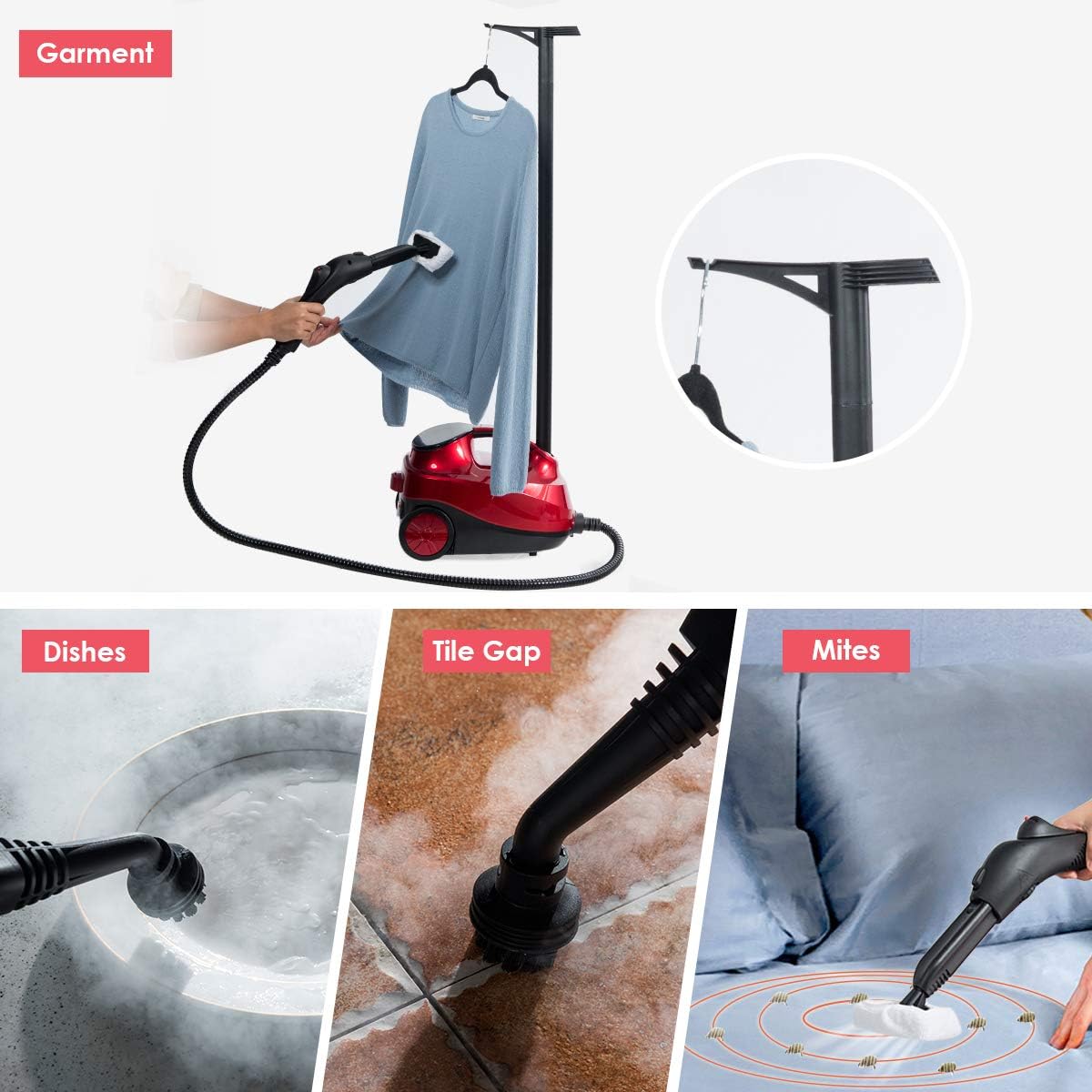 COSTWAY 2000W Multipurpose Steam Cleaner with 19 Accessories | B07Z98NGCZ - Cable Connection & Supply