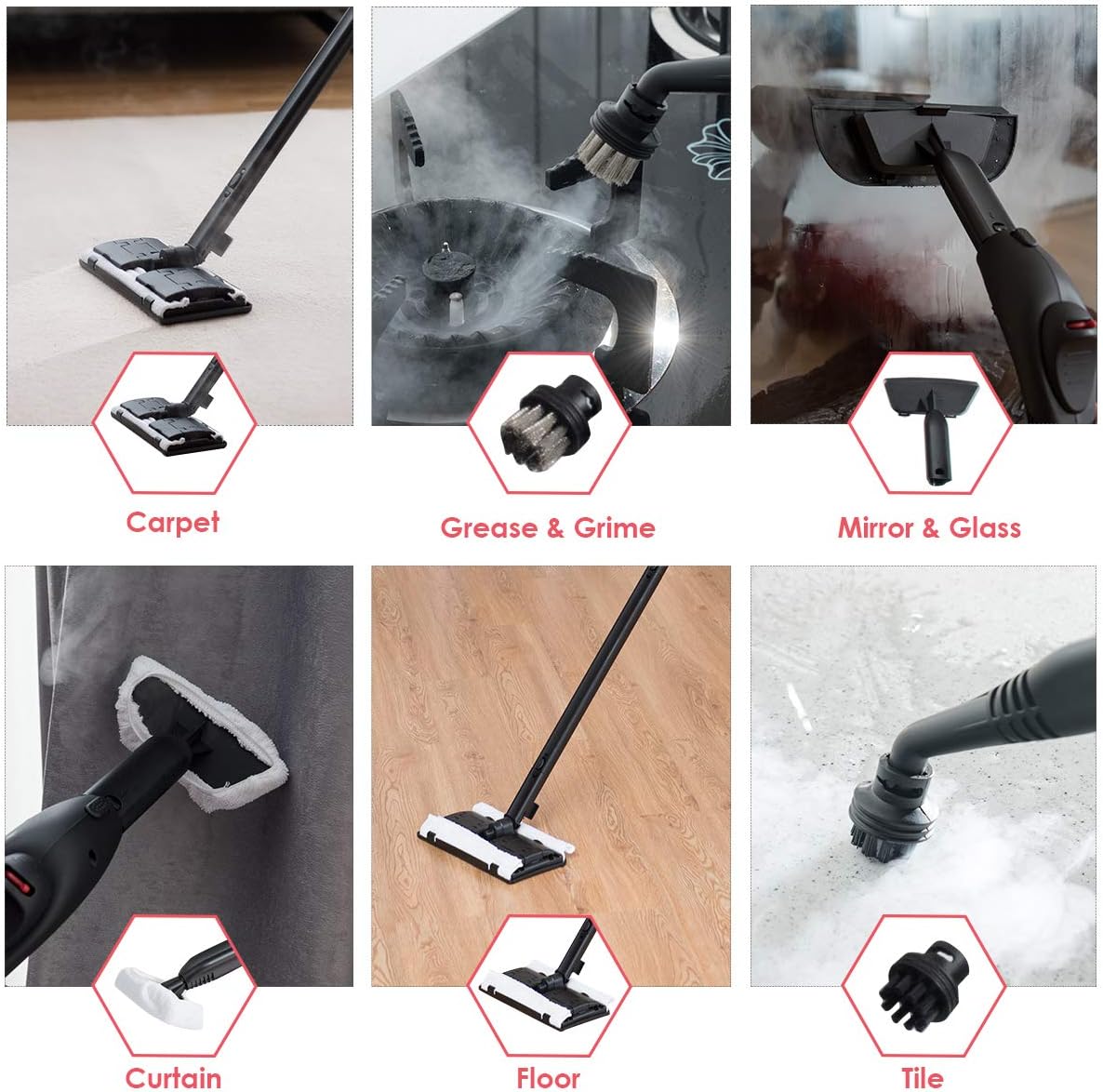 COSTWAY 2000W Multipurpose Steam Cleaner with 19 Accessories | B07Z98NGCZ - Cable Connection & Supply