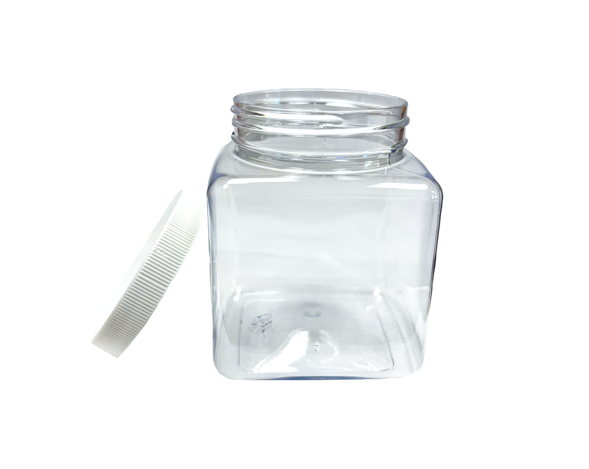 Clear PET Jar W/ White Lid | CCS15056 - Cable Connection & Supply