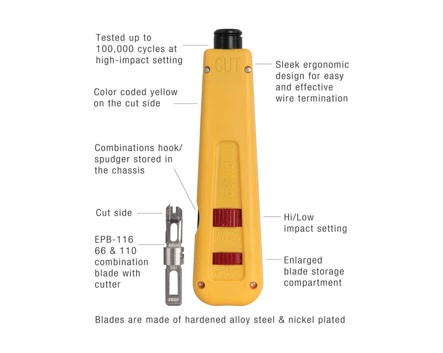 Punchdown Tool with 66 & 110 Combined Blade | EPD-914116 - Cable Connection & Supply