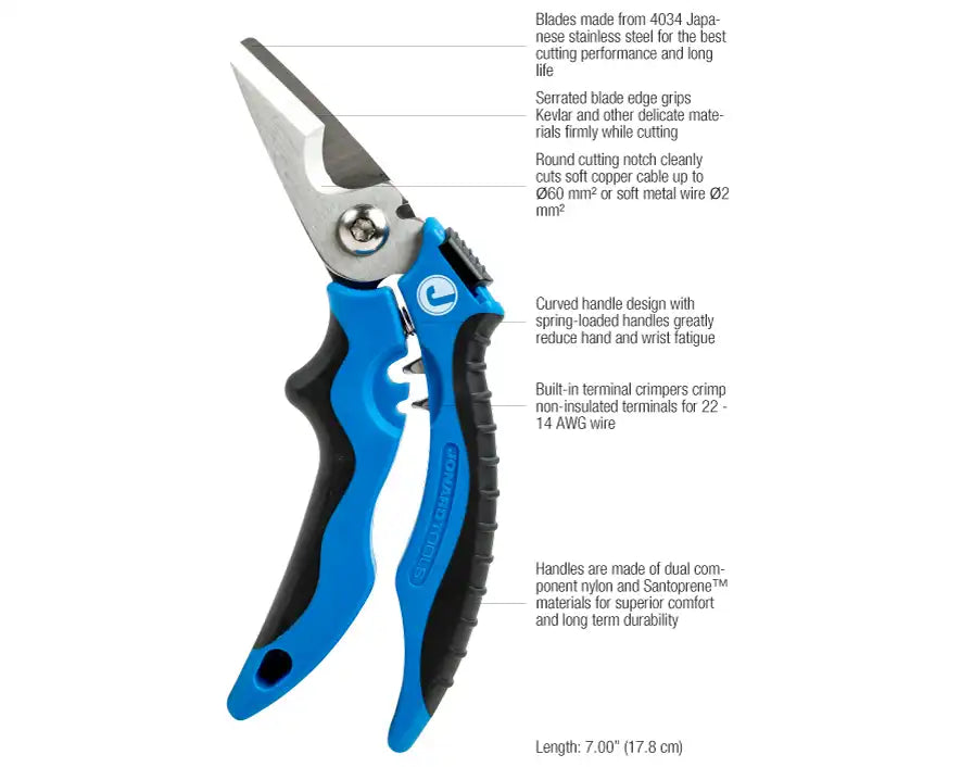 Multi-Function Kevlar & Wire Cutting Shears, 7" | KWC-700 - Cable Connection & Supply