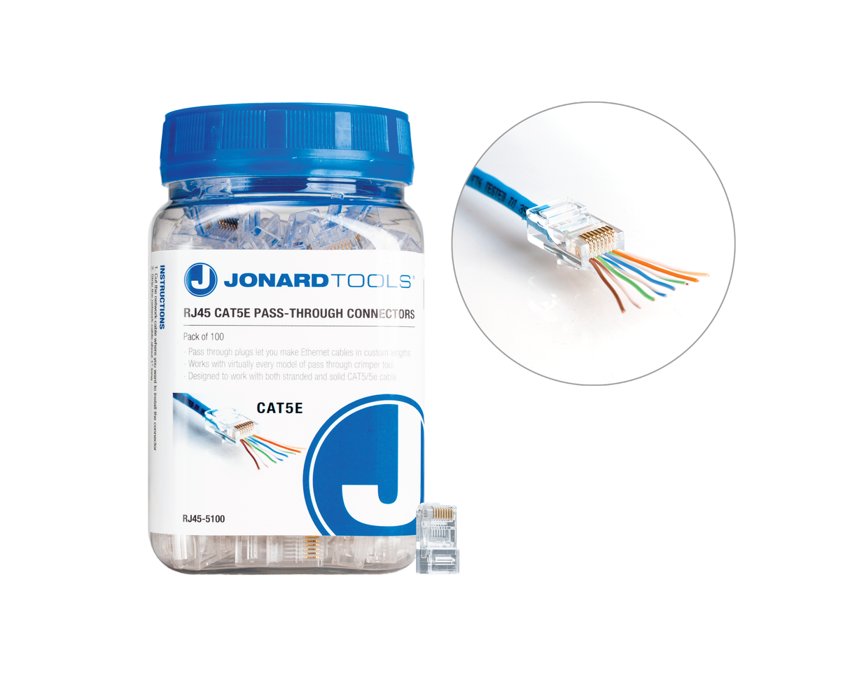 CAT5e RJ45 Pass-Through Connectors (Pack of 100) | RJ45-5100 - Cable Connection & Supply
