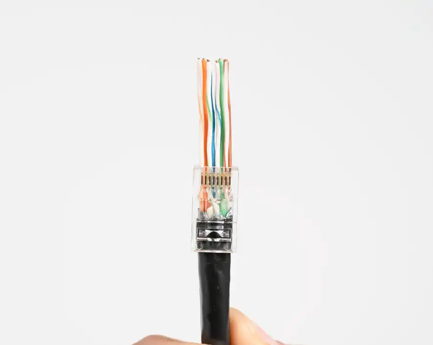 Unshielded RJ45 Passthrough Connector for CAT6A Cable, Pack of 100 | RJ456AUS-100 - Cable Connection & Supply