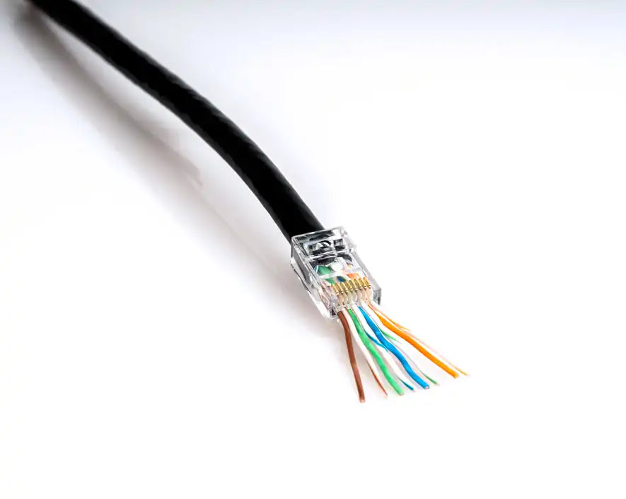 Unshielded RJ45 Passthrough Connector for CAT6A Cable, Pack of 100 | RJ456AUS-100 - Cable Connection & Supply