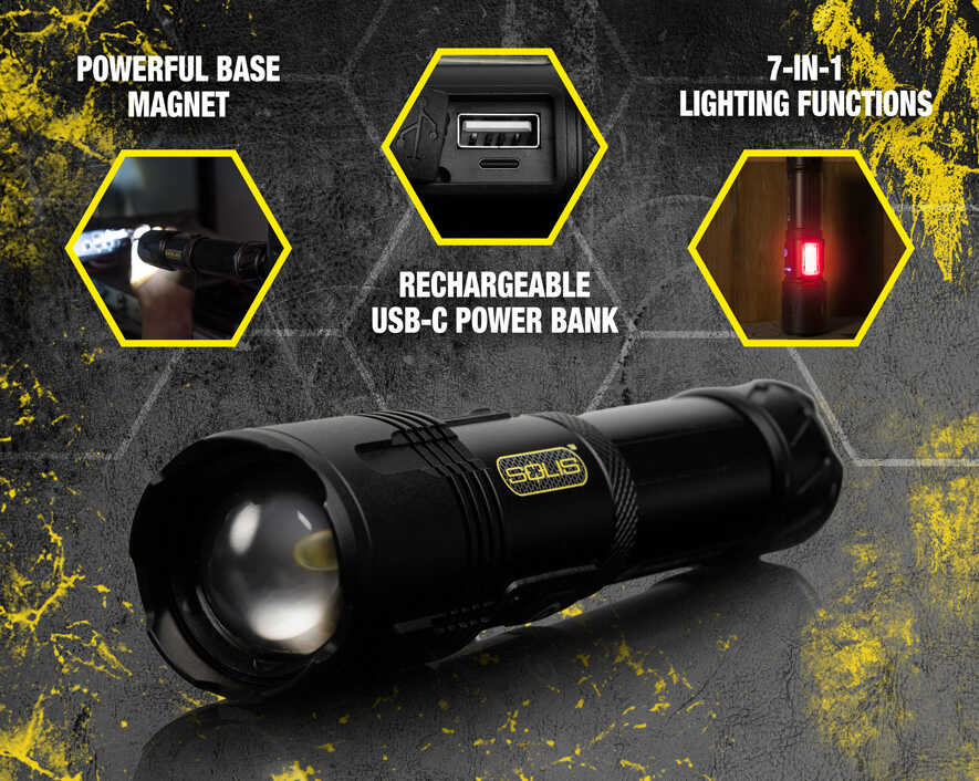 Solis™ Rechargeable Tactical Flashlight | SOL-F1 - Cable Connection & Supply