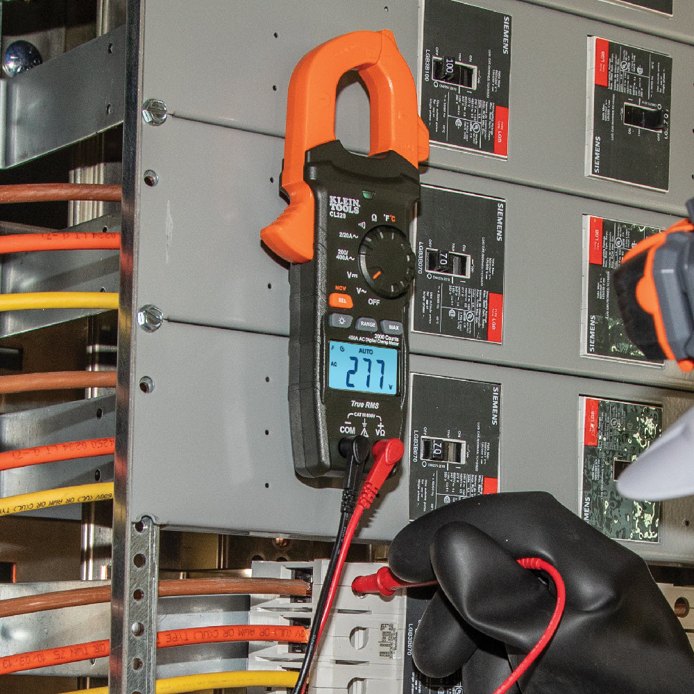 Digital Clamp Meter, AC Auto-Ranging 400 Amp with Temp | CL220 - Cable Connection & Supply