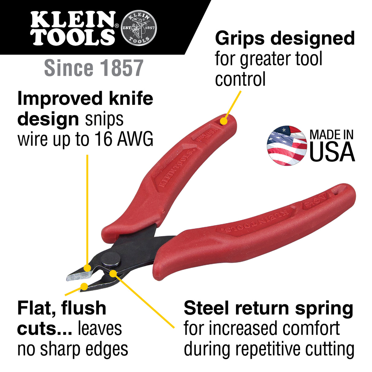 Diagonal Cutting Pliers, Flush Cutter, Lightweight, 5-Inch | D275-5 - Cable Connection & Supply