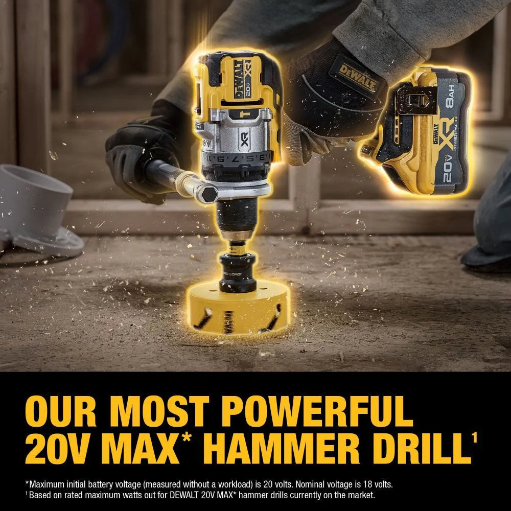 DEWALT 20V MAX XR Brushless Cordless 1/2 Inch Hammer Drill Kit | DCD1007WW1 - Cable Connection & Supply