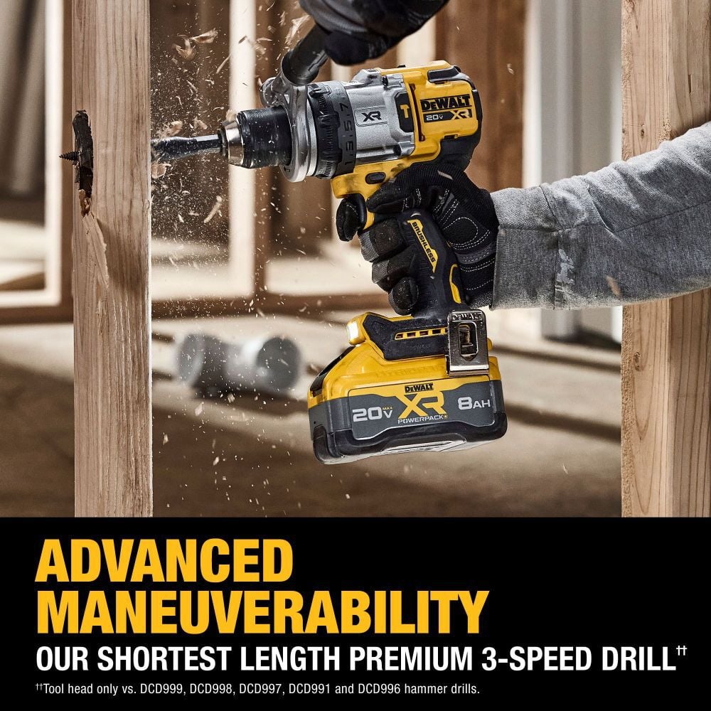 DEWALT 20V MAX XR Brushless Cordless 1/2 Inch Hammer Drill Kit | DCD1007WW1 - Cable Connection & Supply