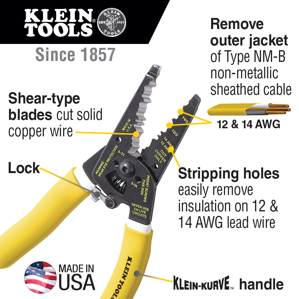 Klein-Kurve® Dual NM Cable Stripper/Cutter | K1412 - Cable Connection & Supply