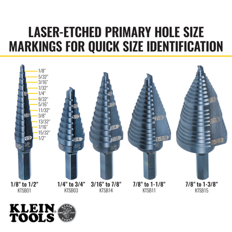 13-Step Drill Bit, 3/8-Inch Hex, Double Straight Flute, 1/8-Inch to 1/2-Inch | KTSB01 - Cable Connection & Supply