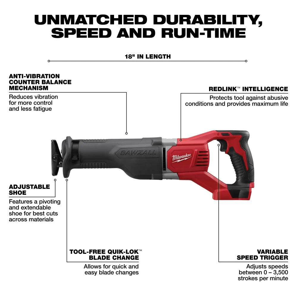Milwaukee M18 Cordless Lithium-Ion 4-Tool Combo Kit | 2696-24 - Cable Connection & Supply