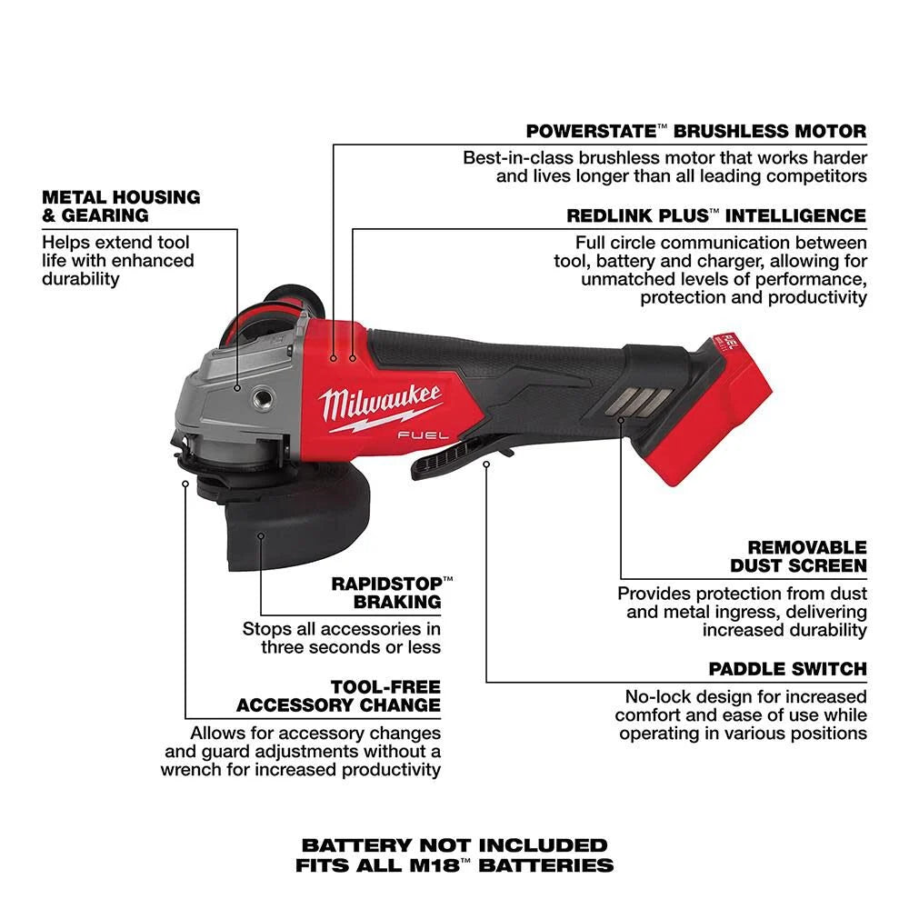 M18 FUEL 18V Lithium-Ion Brushless Cordless 4-1/2 in./5 in. Grinder w/Paddle Switch (Tool-Only) | 2880-20 - Cable Connection & Supply