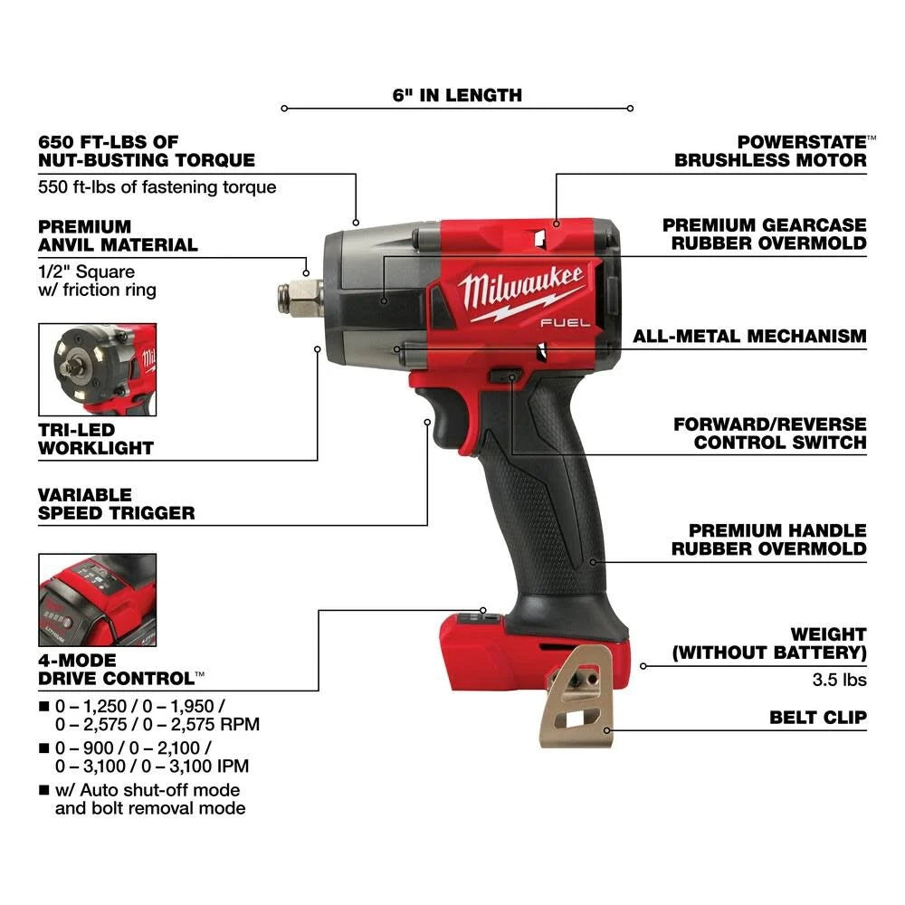 M18 FUEL 18V Lithium-Ion Brushless Cordless Combo Kit with Two 5.0 Ah Batteries, 1 Charger, 2 Tool Bags (7-Tool) | 3697-27 - Cable Connection & Supply