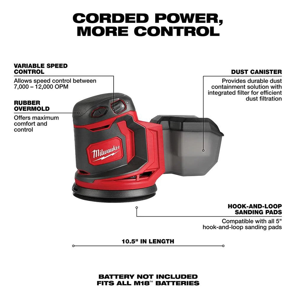 Milwaukee M18 Random Orbit Sander (Bare Tool) | 2648-20 - Cable Connection & Supply