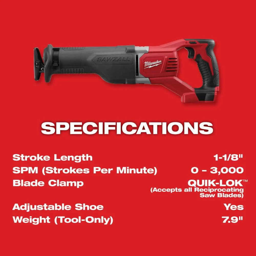 Milwaukee M18 SAWZALL Reciprocating Saw (Bare Tool) | 2621-20 - Cable Connection & Supply