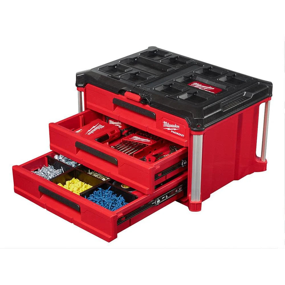 PACKOUT 22 in. Modular 3-Drawer Tool Box with Metal Reinforced Corners | 48-22-8443 - Cable Connection & Supply