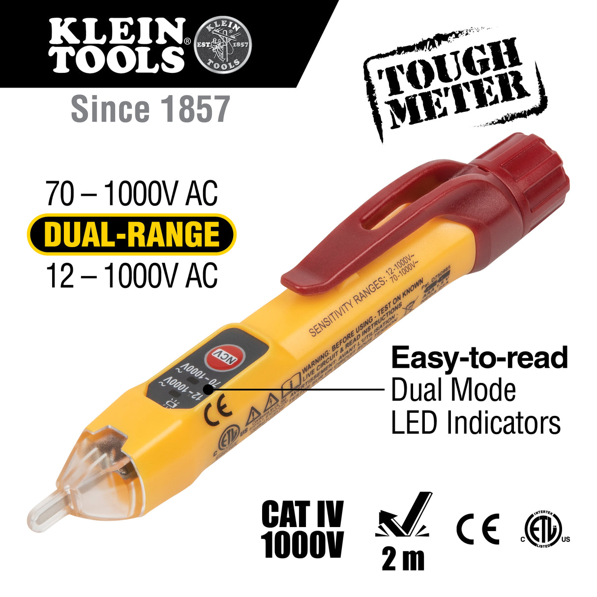 Dual Range Non-Contact Voltage Tester 12 - 1000V AC | NCVT2P - Cable Connection & Supply