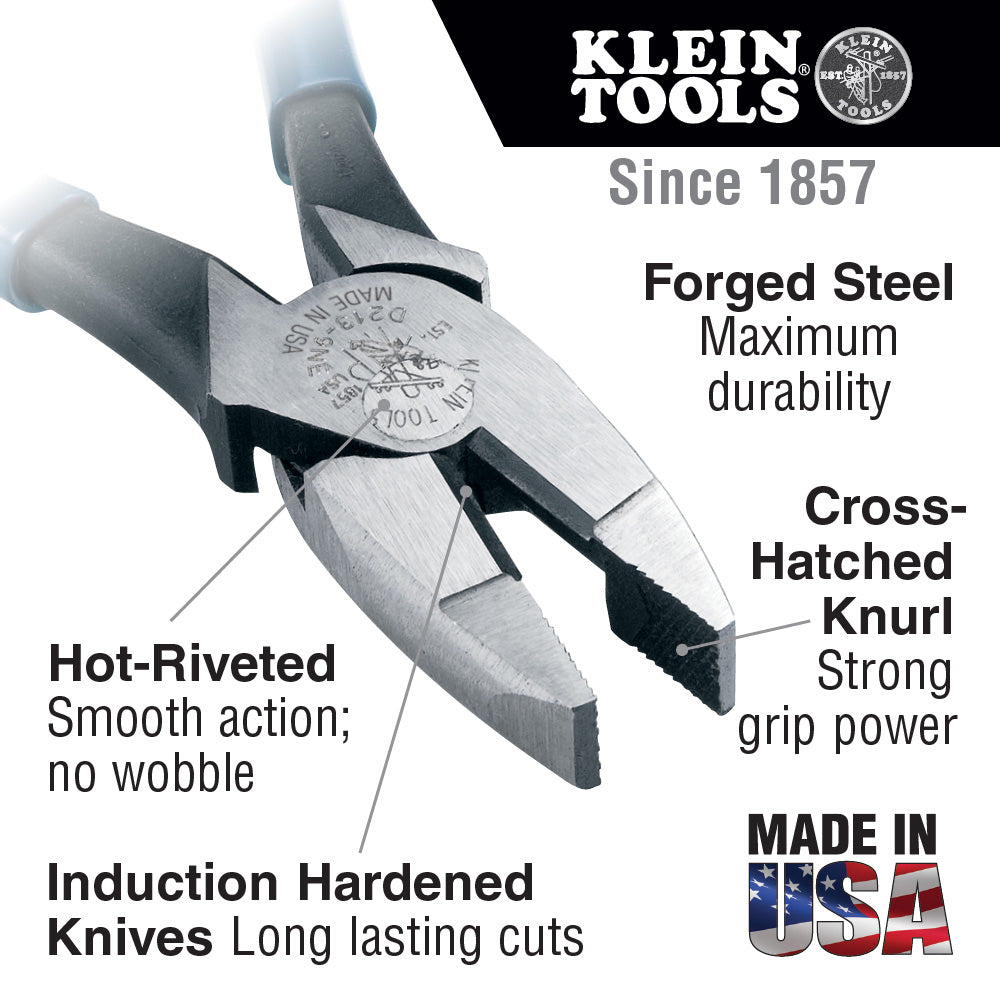 Lineman's Pliers, New England Nose, 9-Inch | D213-9NE - Cable Connection & Supply
