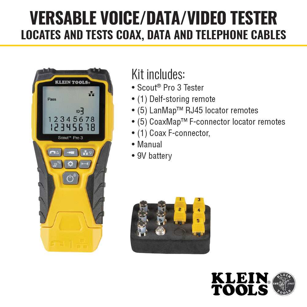 Ethernet Cable Tester Kit with Scout® Pro 3 Tester, Remotes and Adapter | VDV501-851 - Cable Connection & Supply