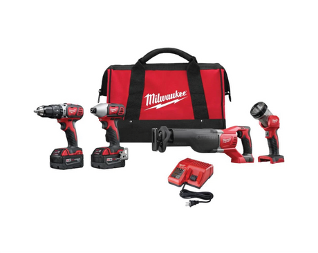Milwaukee M18 Cordless Lithium-Ion 4-Tool Combo Kit | 2696-24 - Cable Connection & Supply 