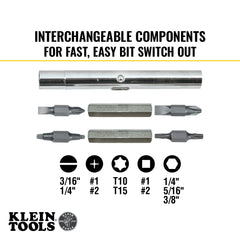 Multi-Bit Screwdriver / Nut Driver, 11-in-1, Ph, Sl, Sq, TORX® Bits | 32500 - Cable Connection & Supply 