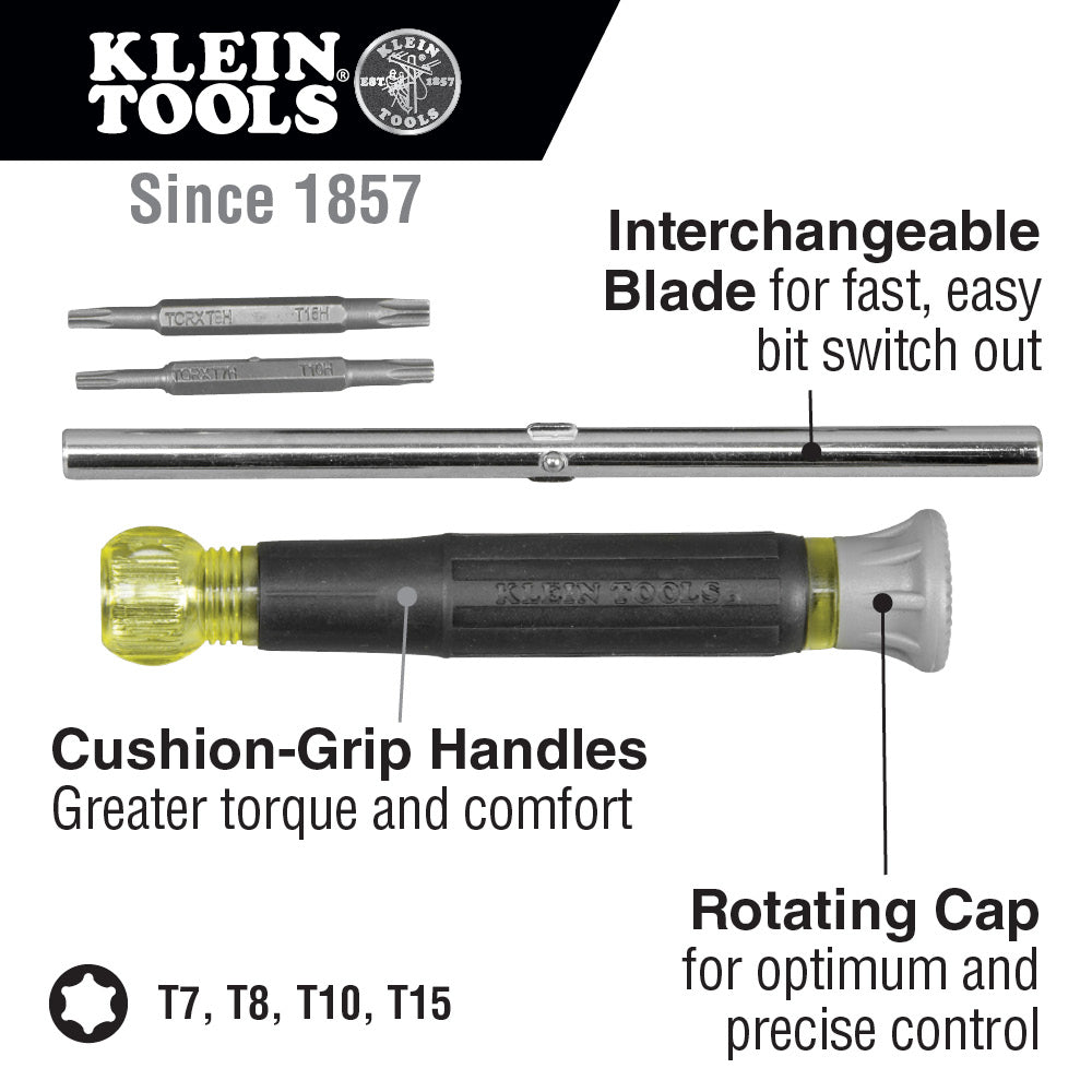 Multi-Bit Electronics Screwdriver, 4-in-1, TORX® Bits | 32585 - Cable Connection & Supply 