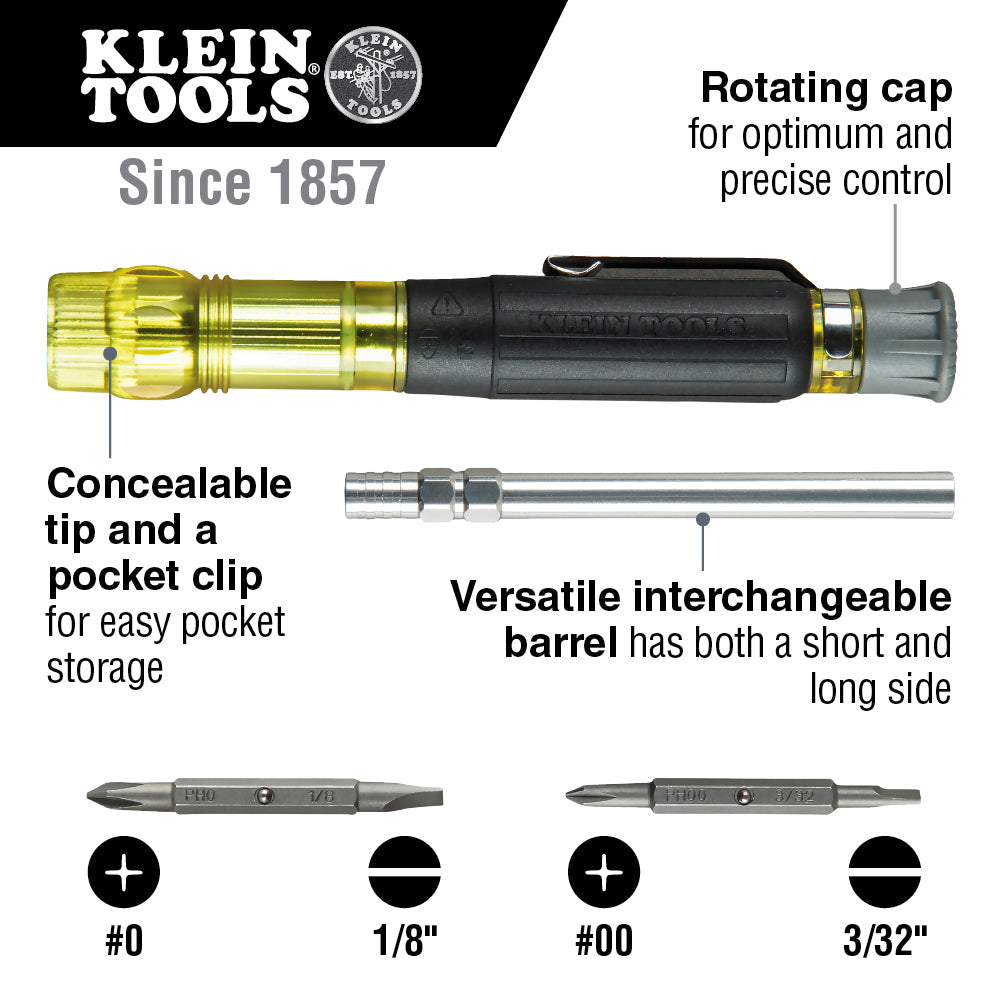 Multi-Bit Electronics Pocket Screwdriver, 4-in-1, Ph, Sl Bits | 32614 - Cable Connection & Supply 