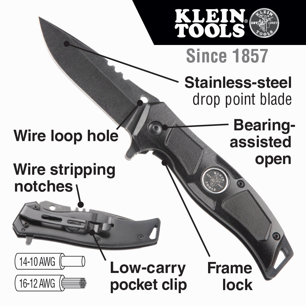 Electrician’s Bearing-Assisted Open Pocket Knife | 44228 - Cable Connection & Supply 