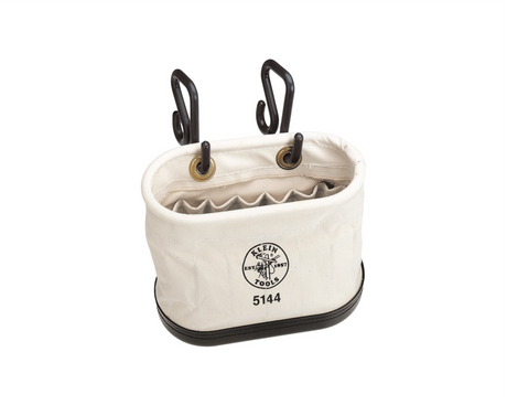 Canvas Bucket, 15-Pocket Aerial Oval Bucket with Hooks | 5144 - Cable Connection & Supply 