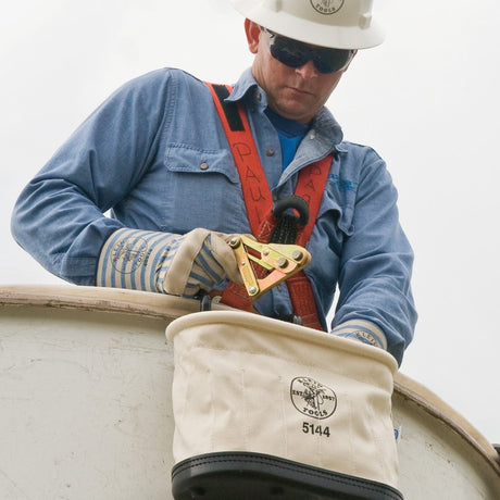 Canvas Bucket, 15-Pocket Aerial Oval Bucket with Hooks | 5144 - Cable Connection & Supply 