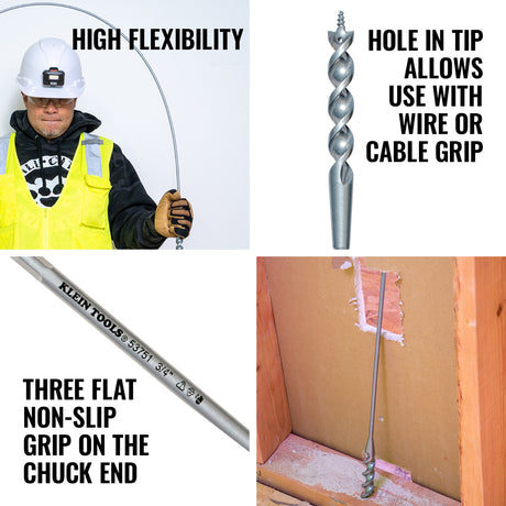 Flex Bit Auger 3/4-Inch x 72-Inch | 53751 - Cable Connection & Supply 