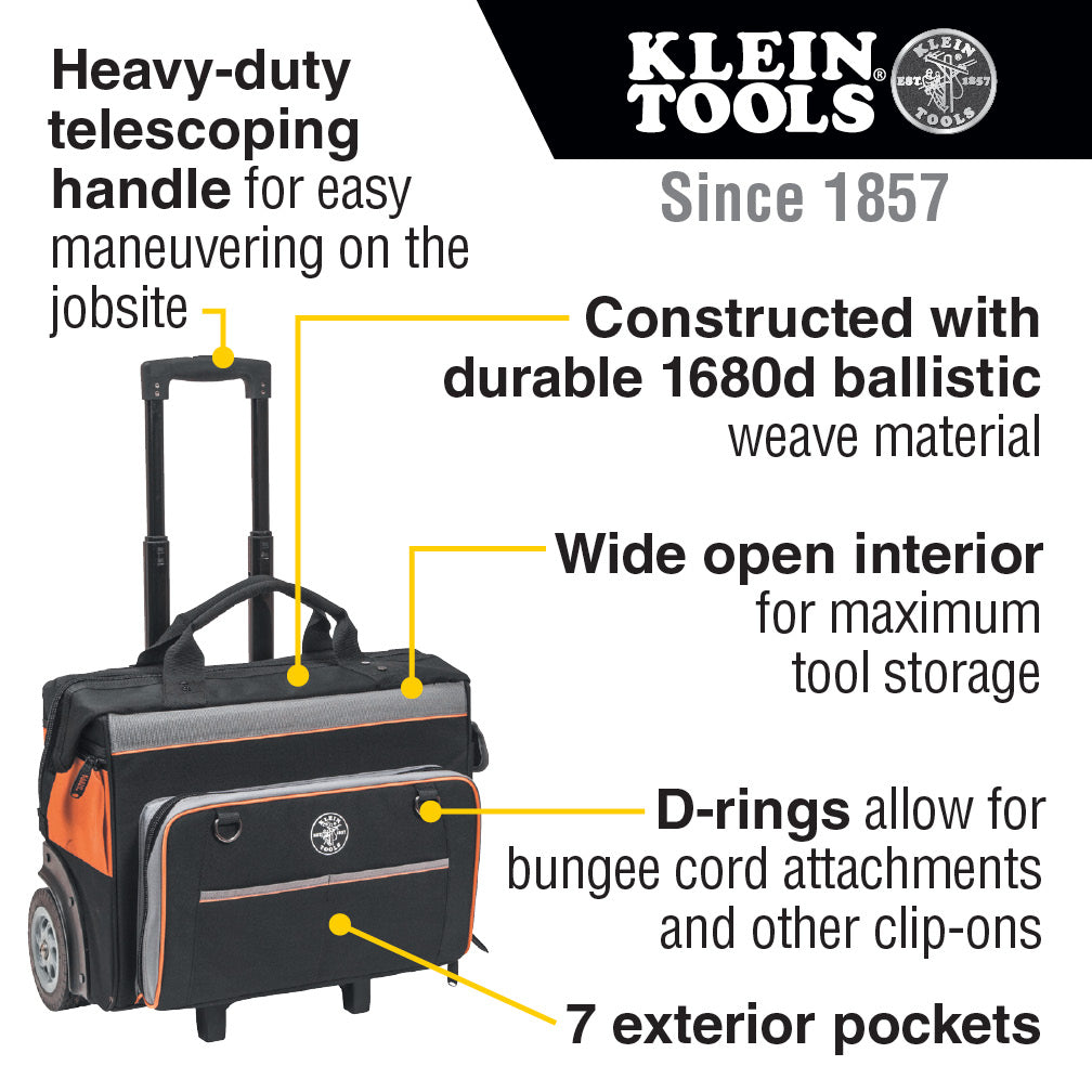 Tool Bag, Tradesman Pro™ Rolling Tool Bag, 24 Pockets, 19-Inch | 55452RTB - Cable Connection & Supply 