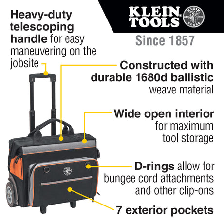 Tool Bag, Tradesman Pro™ Rolling Tool Bag, 24 Pockets, 19-Inch | 55452RTB - Cable Connection & Supply 