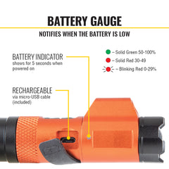 Rechargeable Focus Flashlight with Laser | 56040 - Cable Connection & Supply 