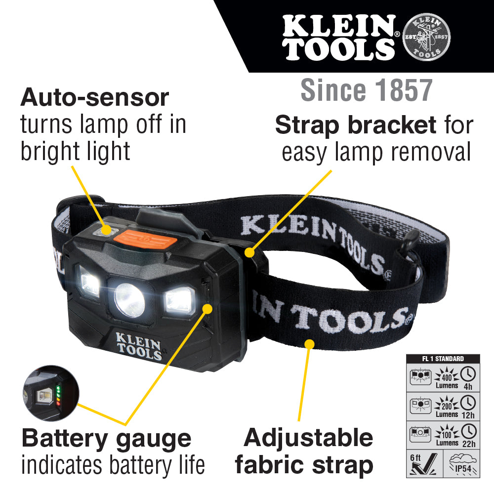 Rechargeable Headlamp with Fabric Strap, 400 Lumens, All-Day Runtime | 56048 - Cable Connection & Supply 