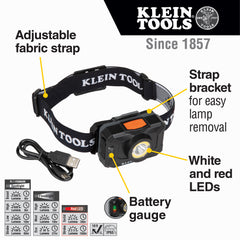 Rechargeable 2-Color LED Headlamp with Adjustable Strap | 56414 - Cable Connection & Supply 