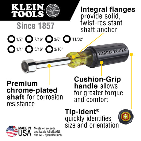 Nut Driver Set, 6-Inch Shafts, 7-Piece |  647 - Cable Connection & Supply 