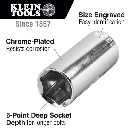 Klein Tools 3/8-Inch Drive Deep Socket Wrench Set, 8-Piece | 65502 - Cable Connection & Supply 